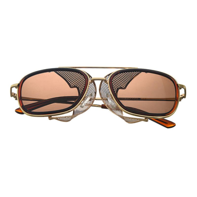 Brown square metal sunglasses