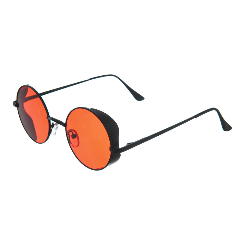 Round metal sunglasses, red color