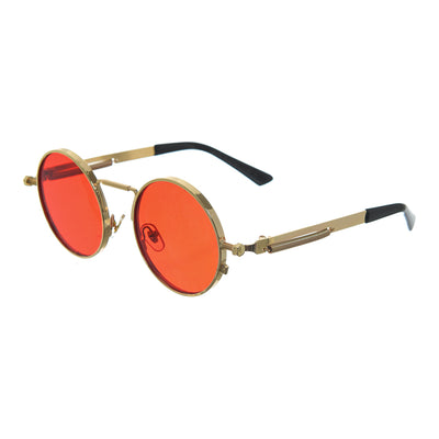 Round metal sunglasses, red color