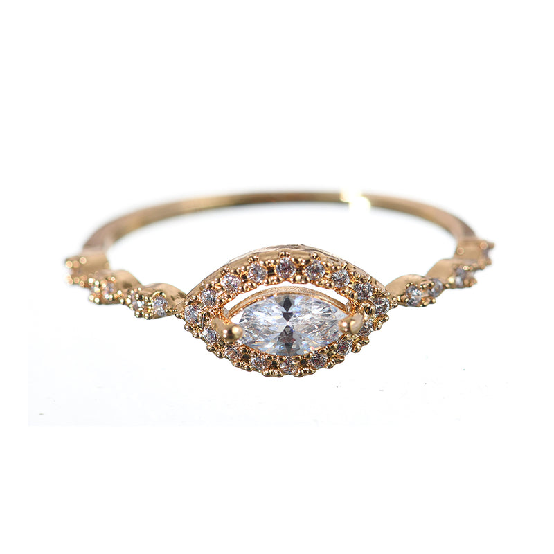 Fashion Rings crystal and gold stone ring, size 16