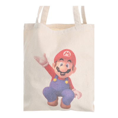 High quality linen tote bag in the shape of Super Mario Off White