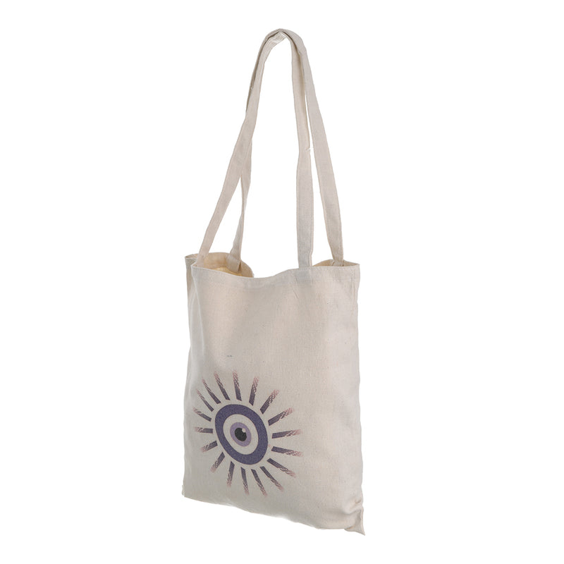 High-quality linen tote bag in the shape of an off-white sun eye