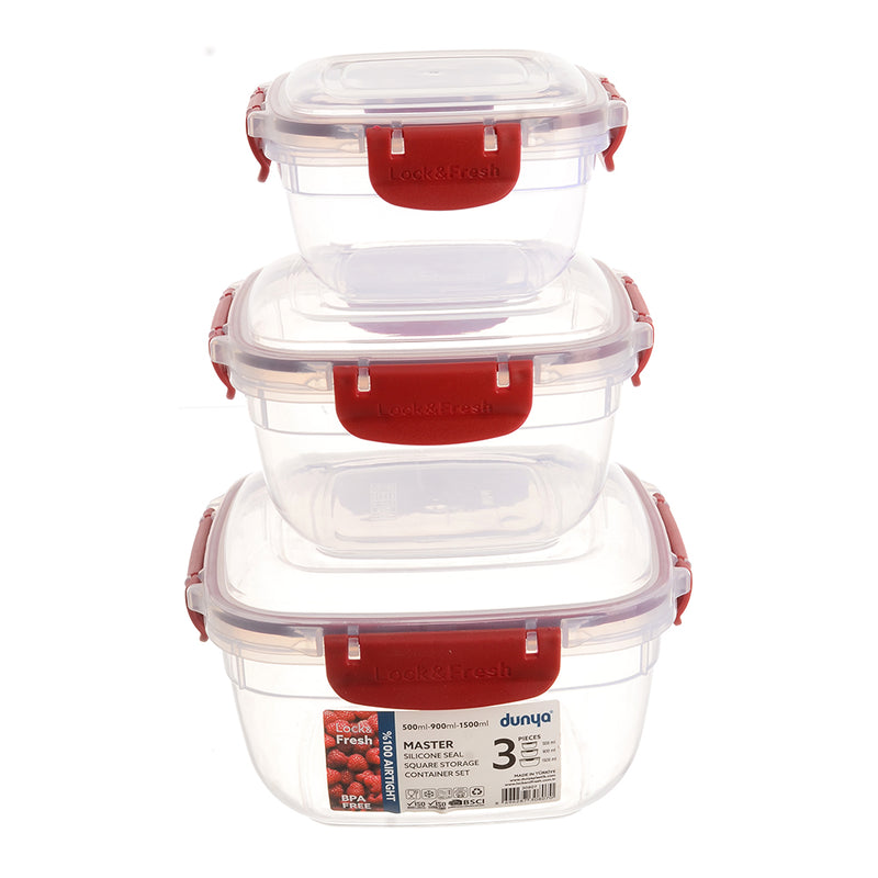 Dunya red 3 in 1 square refrigerator set