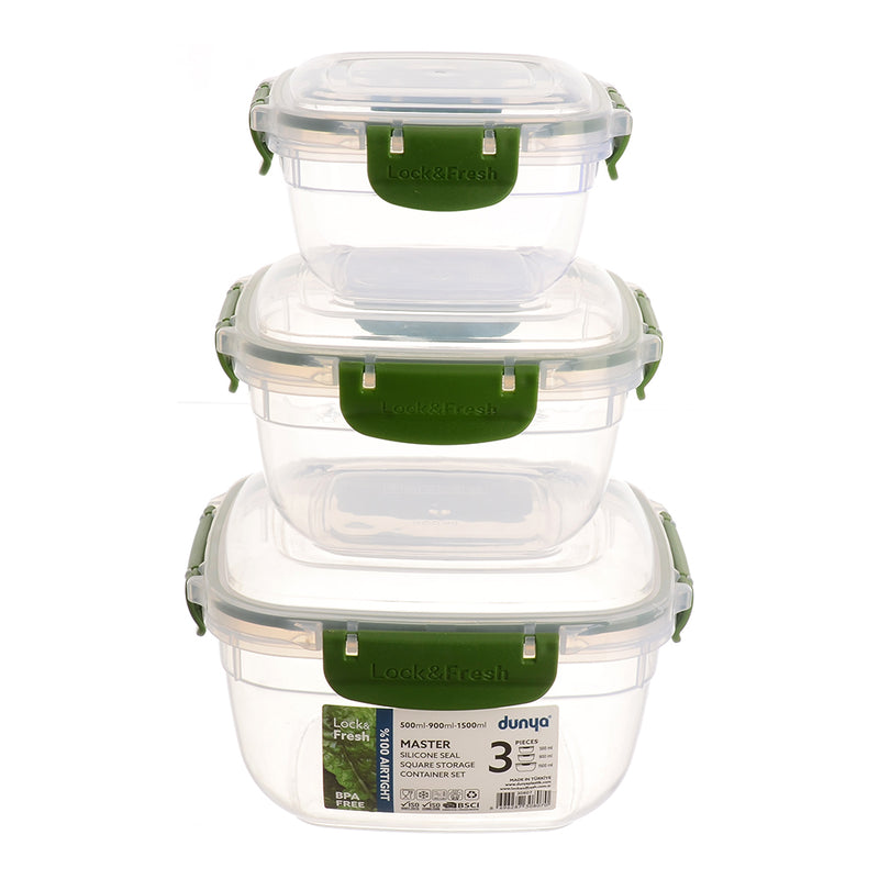 Dunya 3 in 1 square refrigerator set, green