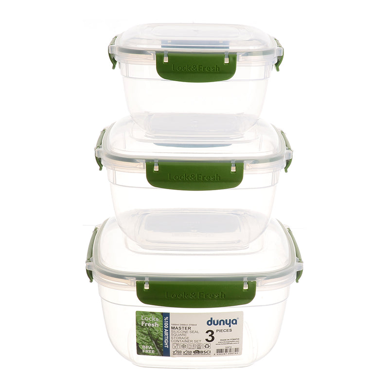 Dunya 3 in 1 large square refrigerator set, green