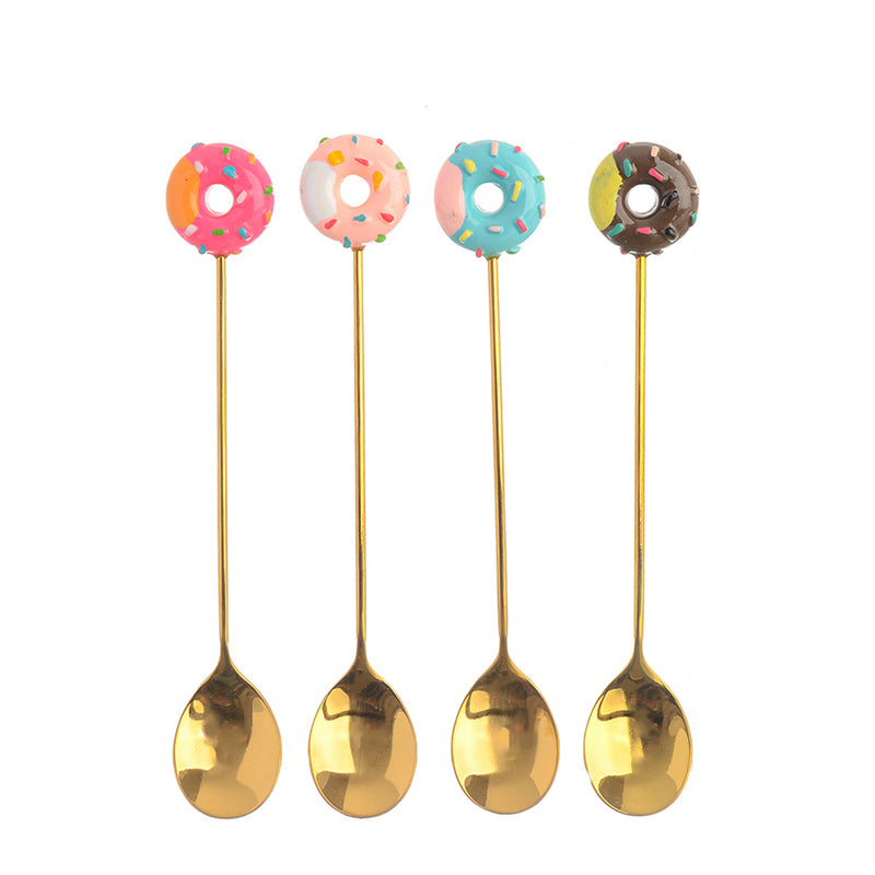 A set of golden donuts-shaped spoons