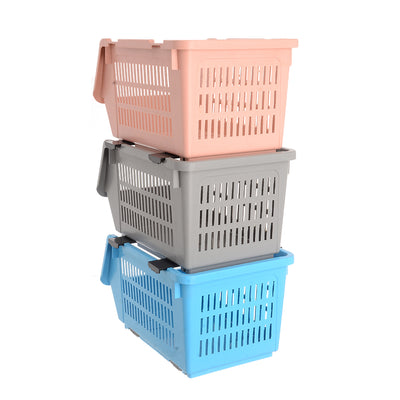 Trolley 3-round press, colors grey, blue, pink, 23 x 27 x 19