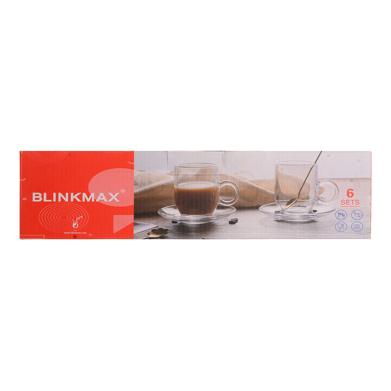 Clear glass tea mug set, 9 x 6.5 cm