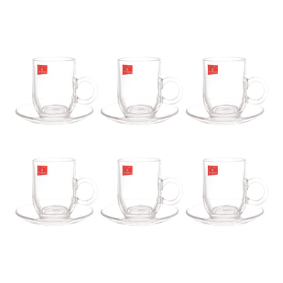 Clear glass tea mug set, 9 x 6.5 cm