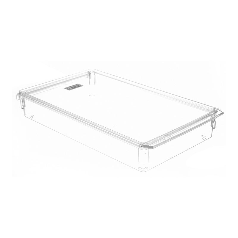 Rectangular acrylic refrigerator organizer with jumbo size lid, transparent color