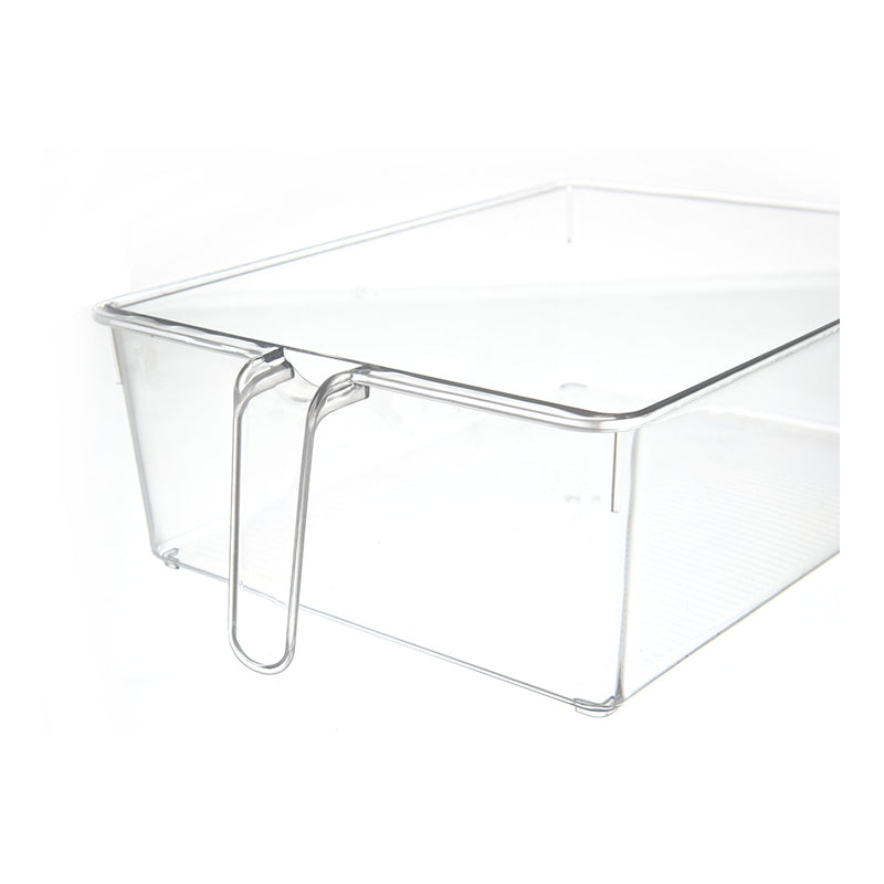 Acrylic refrigerator organizer with handle, large size, transparent color