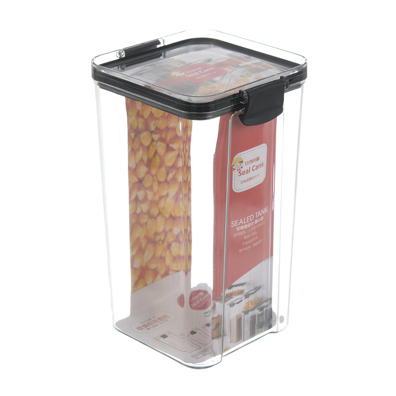 Acrylic storage box with a square lid, 1.3 liters, transparent color