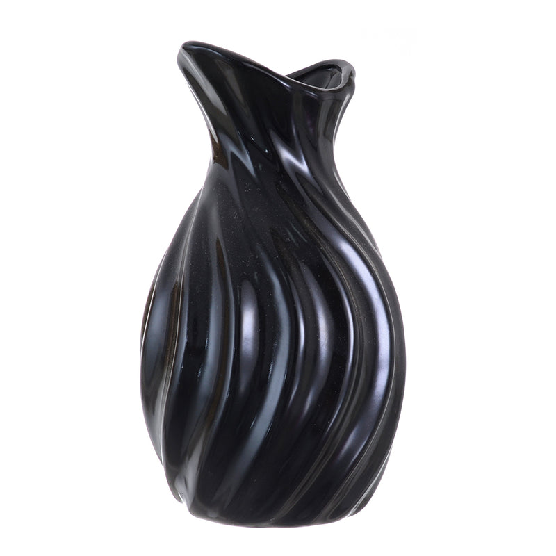 Pottery vase decorated with engravings, 16 cm, black