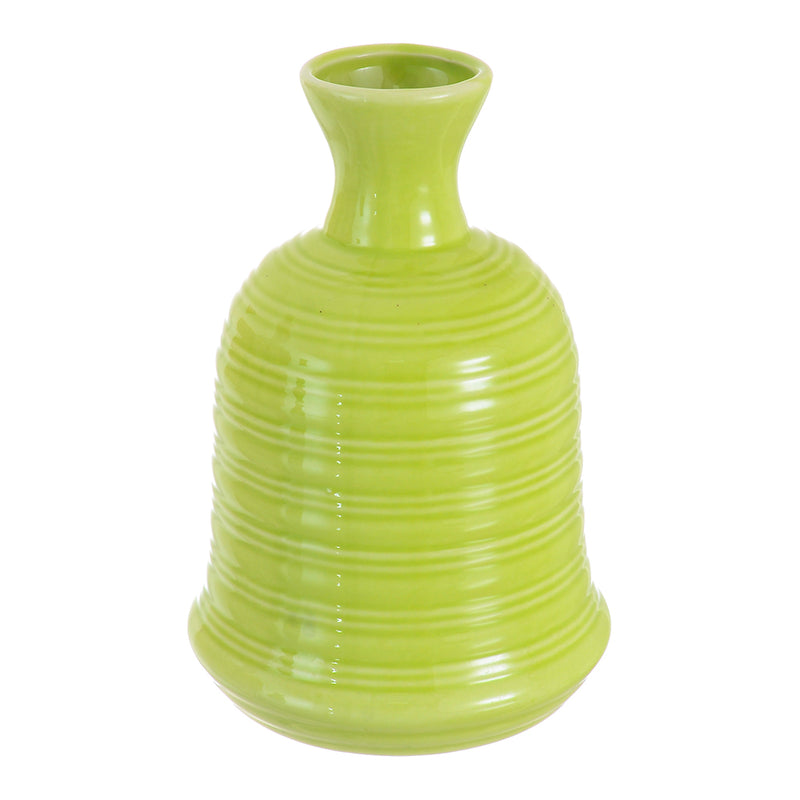 Pottery vase decorated with small engravings, 14.5 cm, green