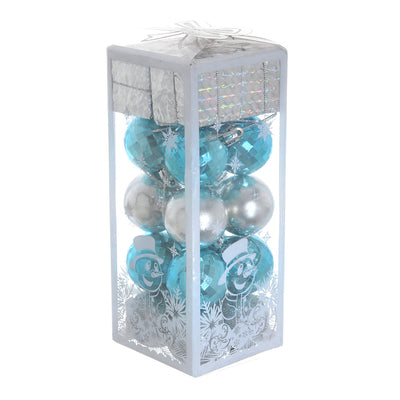 Christmas balls set of 16 blue + silver balls, 4 x 4