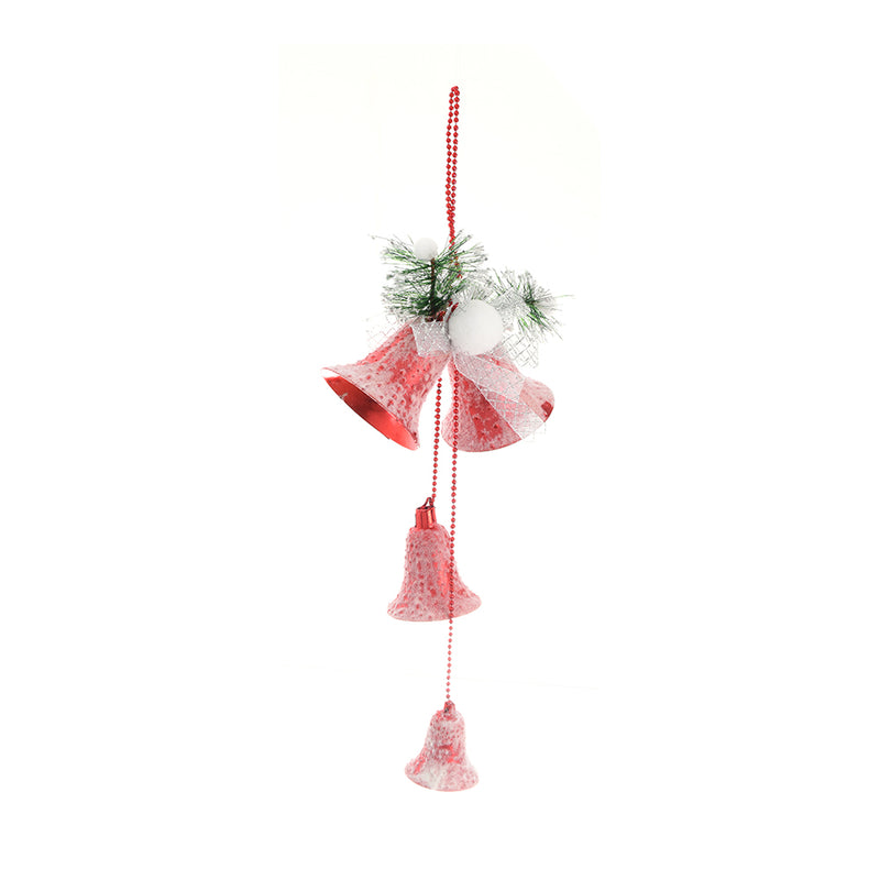 A Christmas decoration in the shape of a bell with a red bell pendant