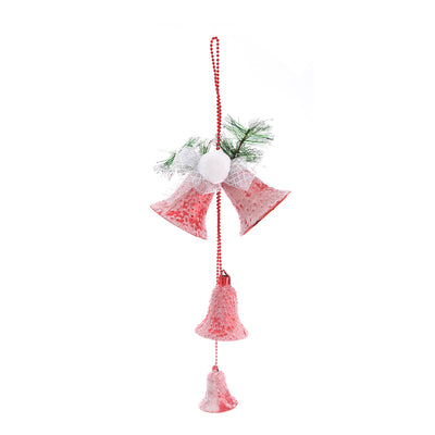 A Christmas decoration in the shape of a bell with a red bell pendant