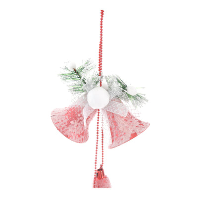 A Christmas decoration in the shape of a bell with a red bell pendant