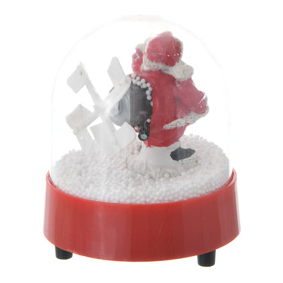 Christmas crystal, musical snow globes, Santa Claus with a black lantern