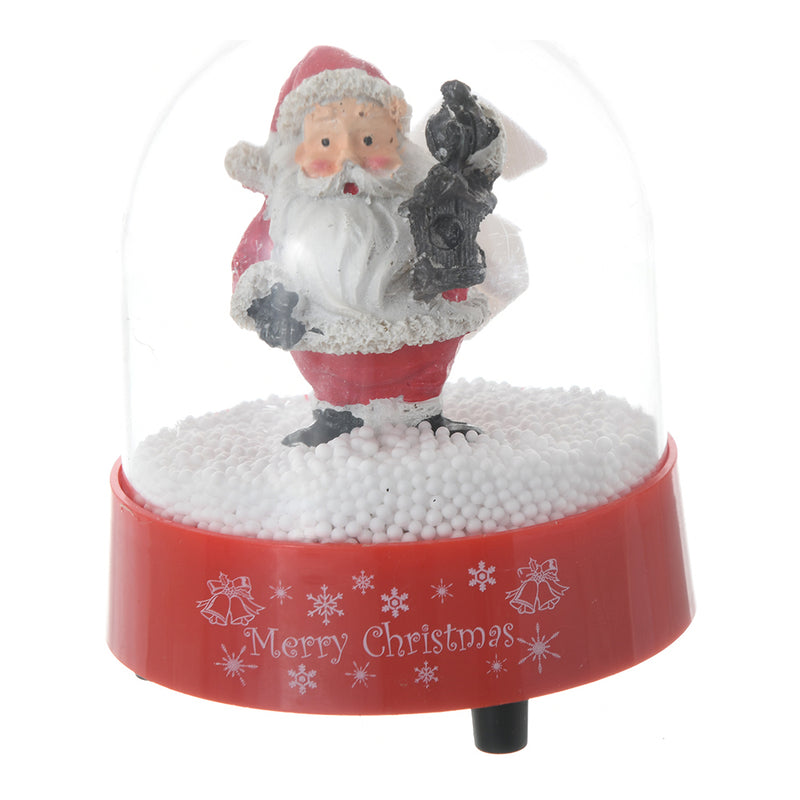 Christmas crystal, musical snow globes, Santa Claus with a black lantern