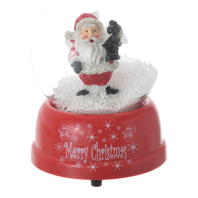 Christmas crystal, musical snow globes, Santa Claus with a black lantern