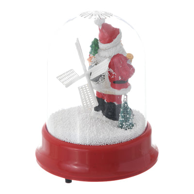 Christmas crystal, musical snow globes, luminous Santa Claus with a bell and a tree, 16*18.5 cm