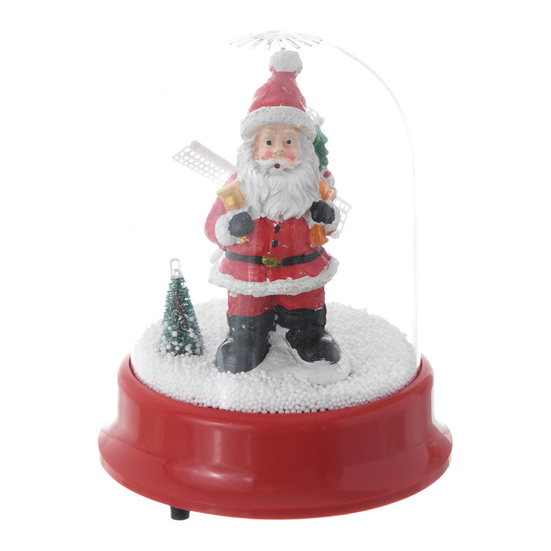 Christmas crystal, musical snow globes, luminous Santa Claus with a bell and a tree, 16*18.5 cm