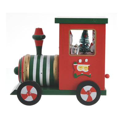 Classic luxury wooden Christmas train car with snowman and music, green*red