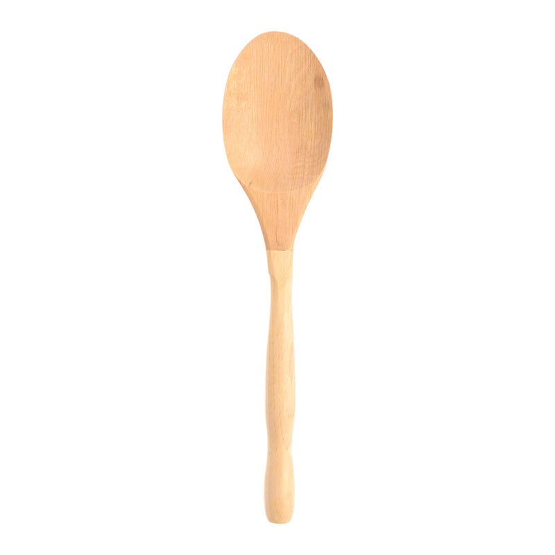 Wooden mixing spoon for stirring cooking, wooden color, 33 cm