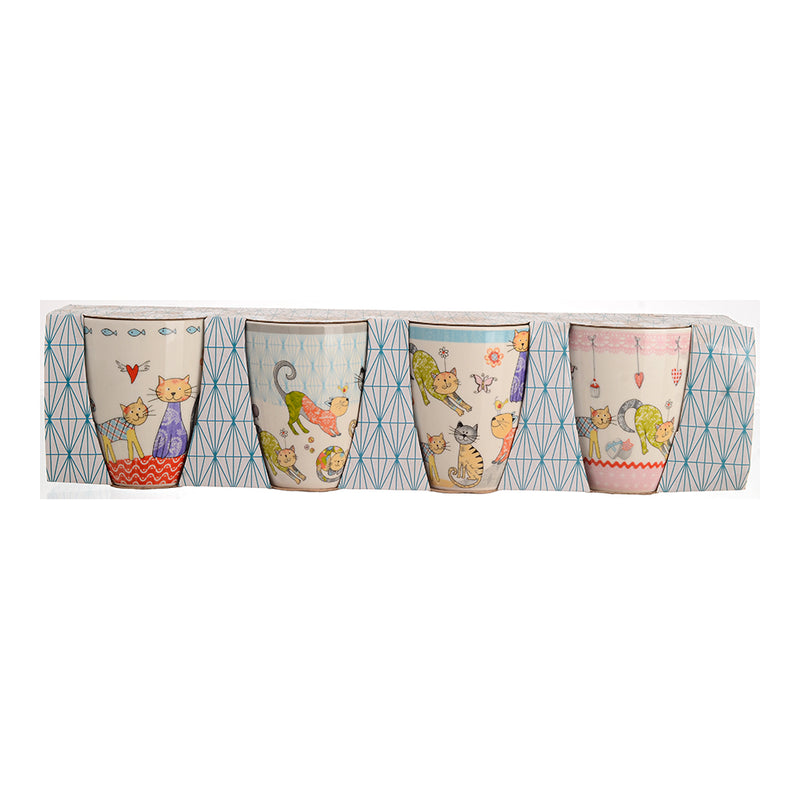 A set of Chinese mugs, 4 pieces, 11.5 cm, in various shapes, white