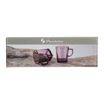 Pasabahce tea mug set, 6 pieces, transparent mauve 