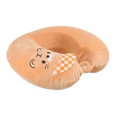 Travel neck pillow, plain velor cover with a U-shaped cat pattern