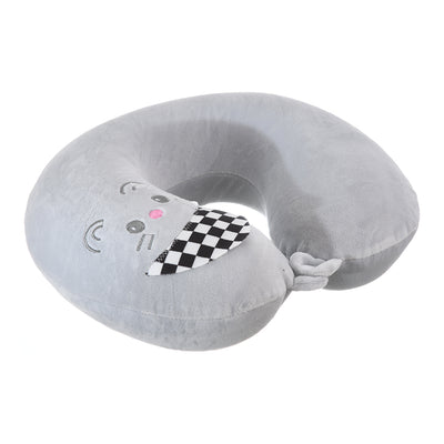 Travel neck pillow, plain velor cover with a U-shaped cat pattern