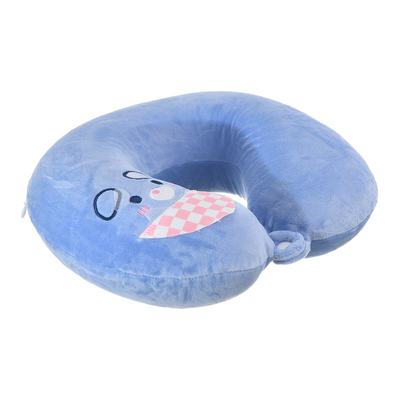 Travel neck pillow, plain velor cover with a U-shaped dog pattern