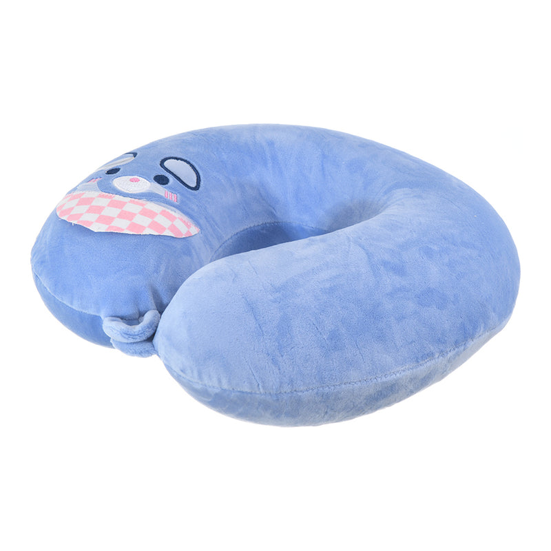 Travel neck pillow, plain velor cover with a U-shaped dog pattern