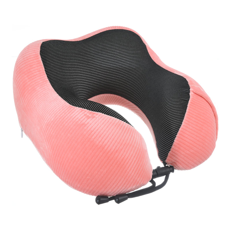 Travel neck pillow, plain ribbed velvet cover, U-shaped