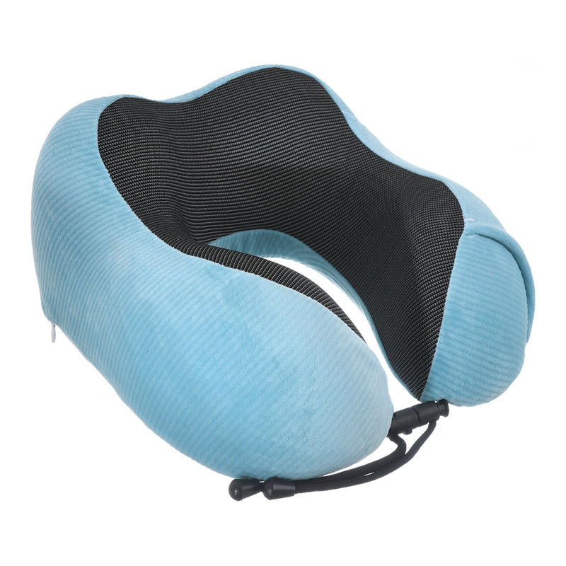 Travel neck pillow, plain ribbed velvet cover, U-shaped