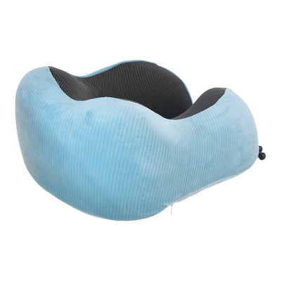 Travel neck pillow, plain ribbed velvet cover, U-shaped