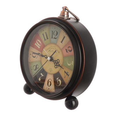 QING HONG Metal and Glass Alarm Clock Classic European Style Brown 12*12*4.5cm