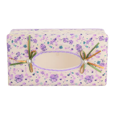 Tissue box lined with white * purple fabric, 22 * ​​11.5 * 8 cm