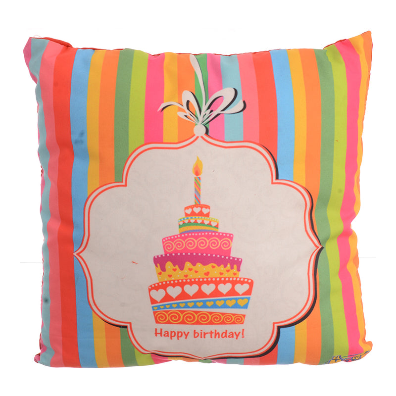 Cushion with cake print, red colours, 30*30 cm