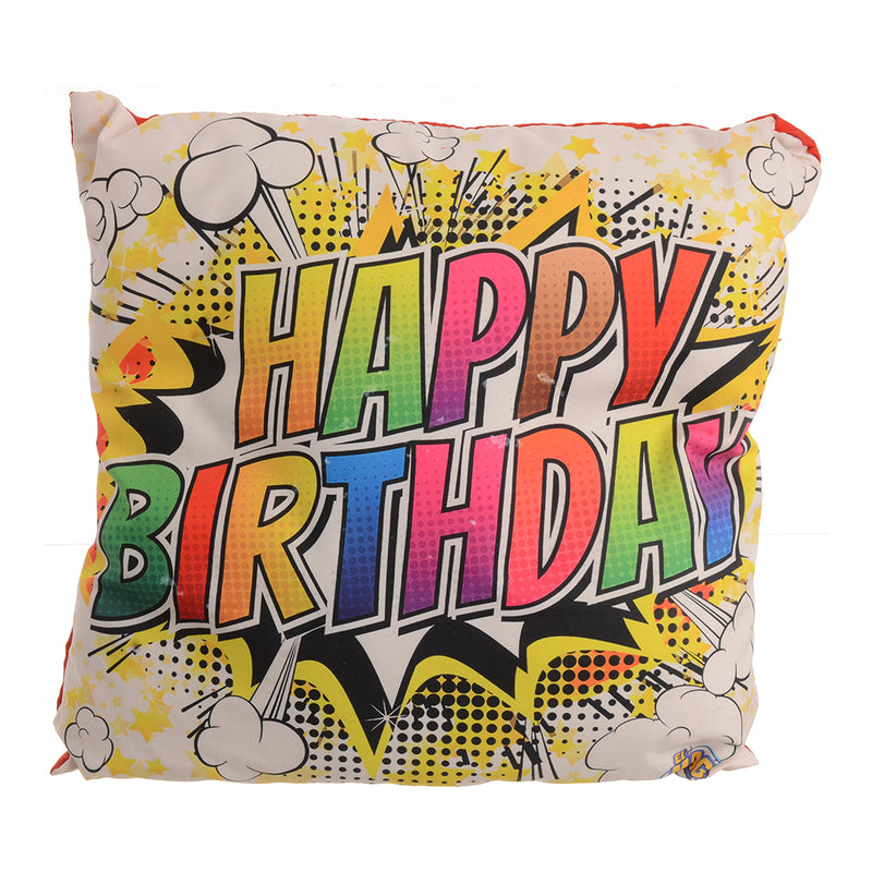 Happy Birthday printed pillow, red*white, 30*30 cm