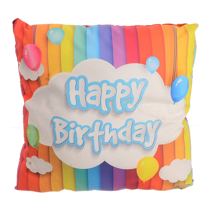 A cloud-printed pillow with happy Birthday inside, colors*red, 30*30 cm