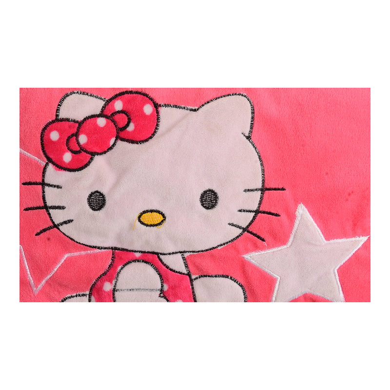 Fabric pillow printed with kitty and a fuchsia star, 49*32 cm