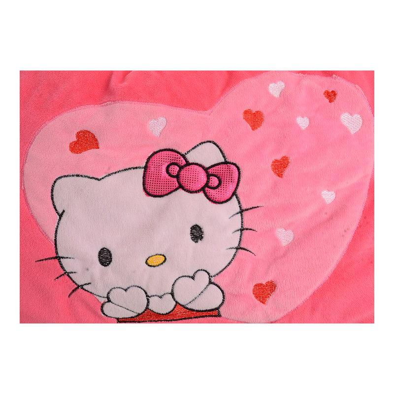 Fabric pillow with kitty print inside a fuchsia heart, 49*32 cm