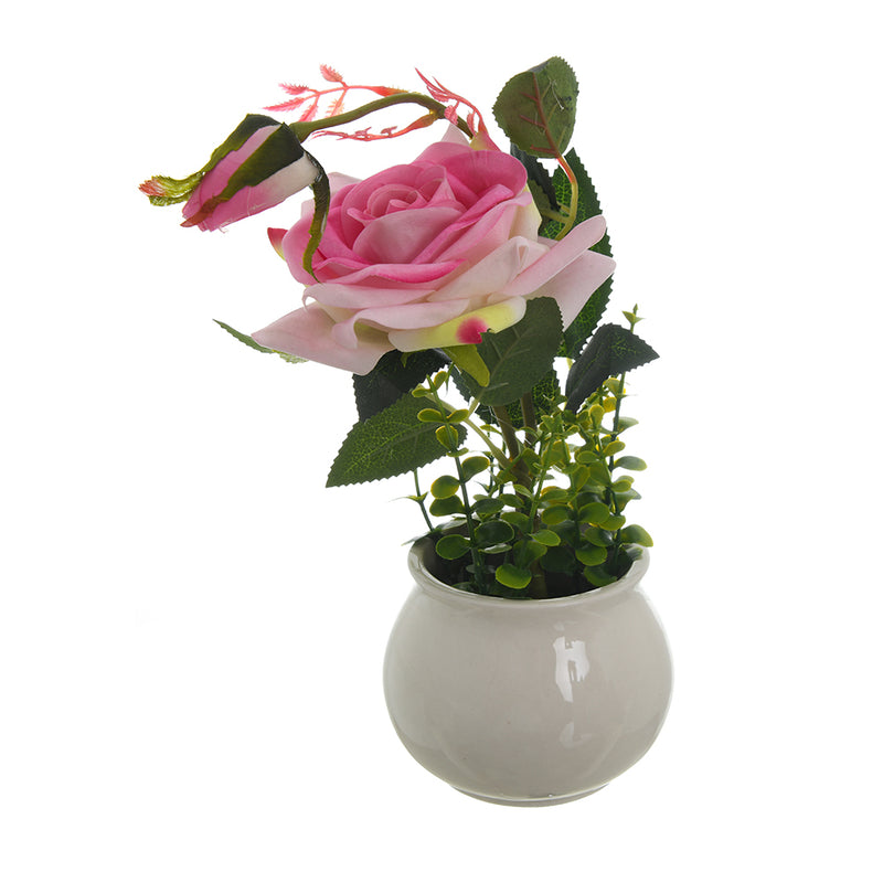 White pottery rose vase, design (LOVE)