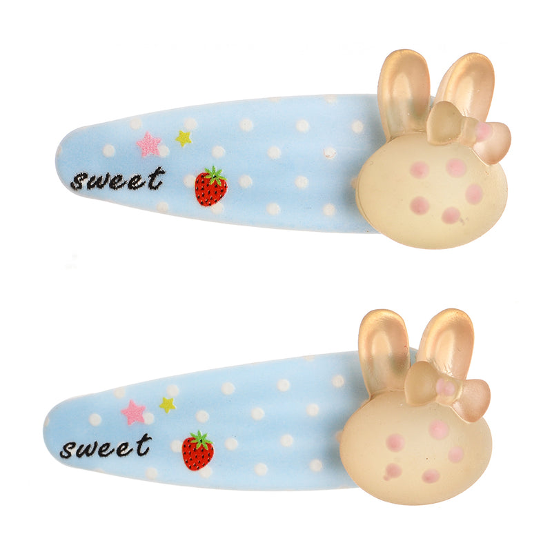 A set of 2-piece clips in the shape of a rabbit