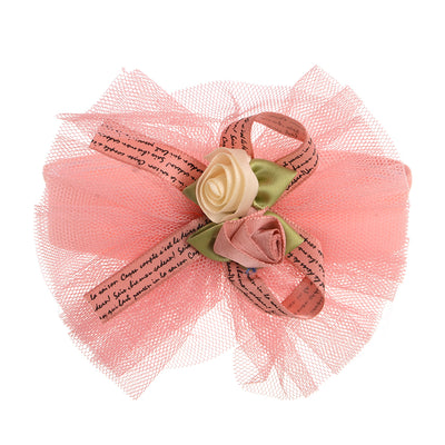 A bow headband with two satin roses for children