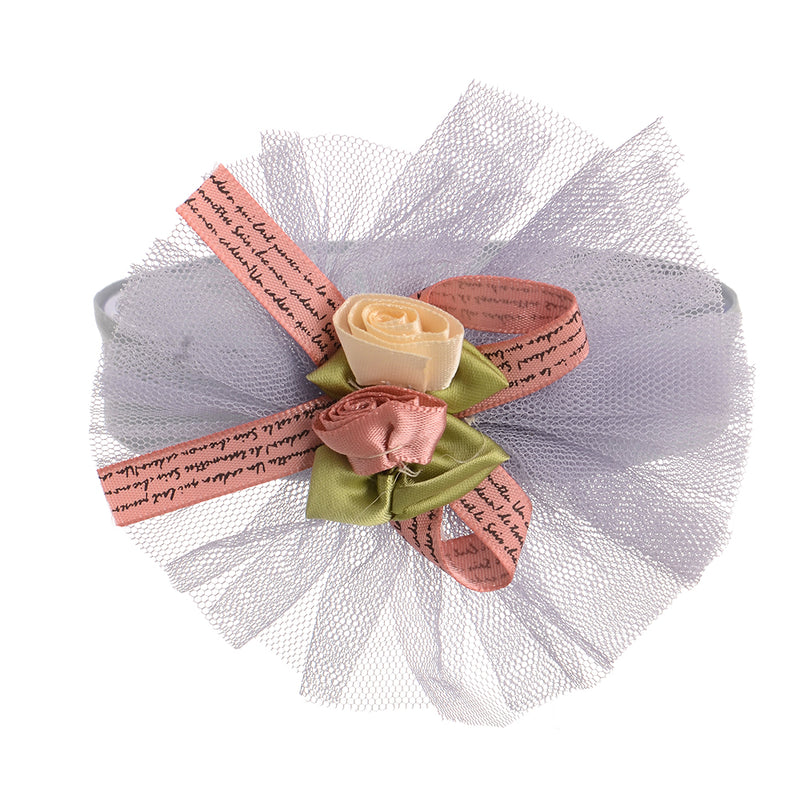 A bow headband with two satin roses for children