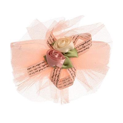 A bow headband with two satin roses for children